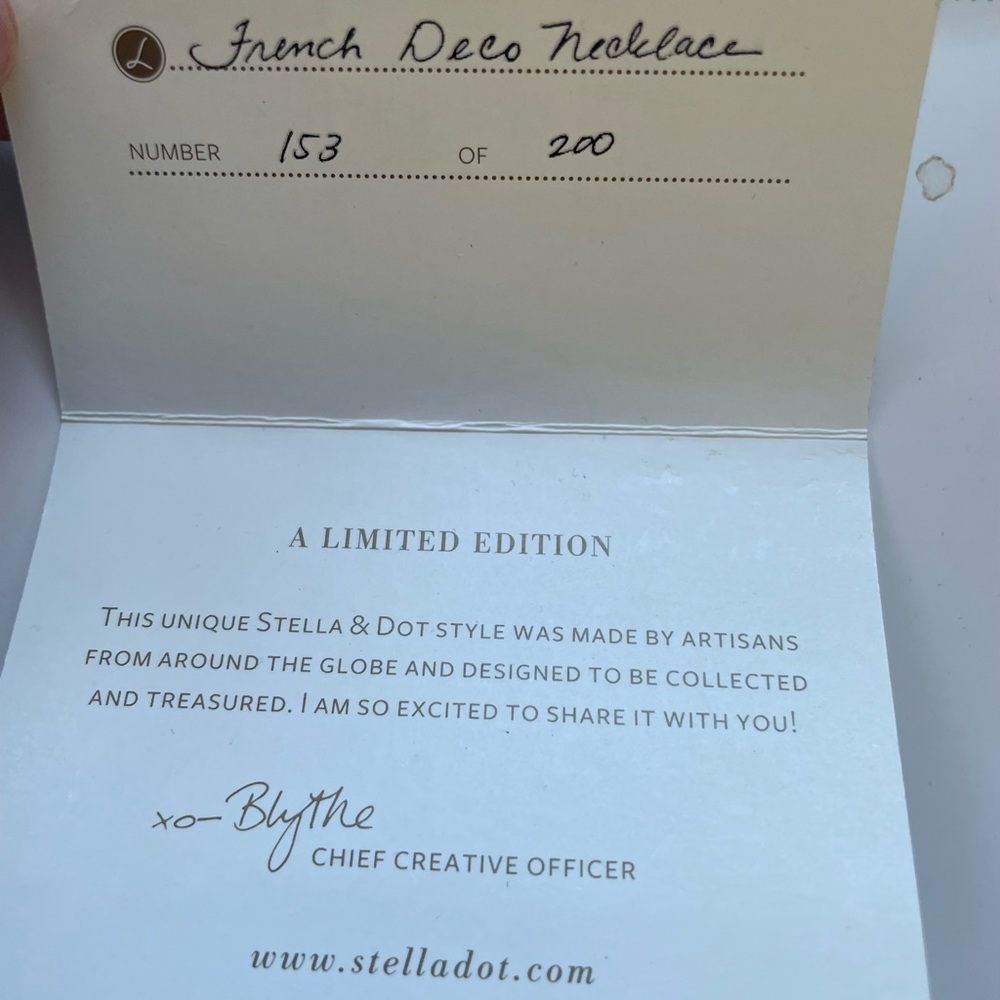 Stella & Dot Limited Edition French Deco Necklace - Picture 4 of 4
